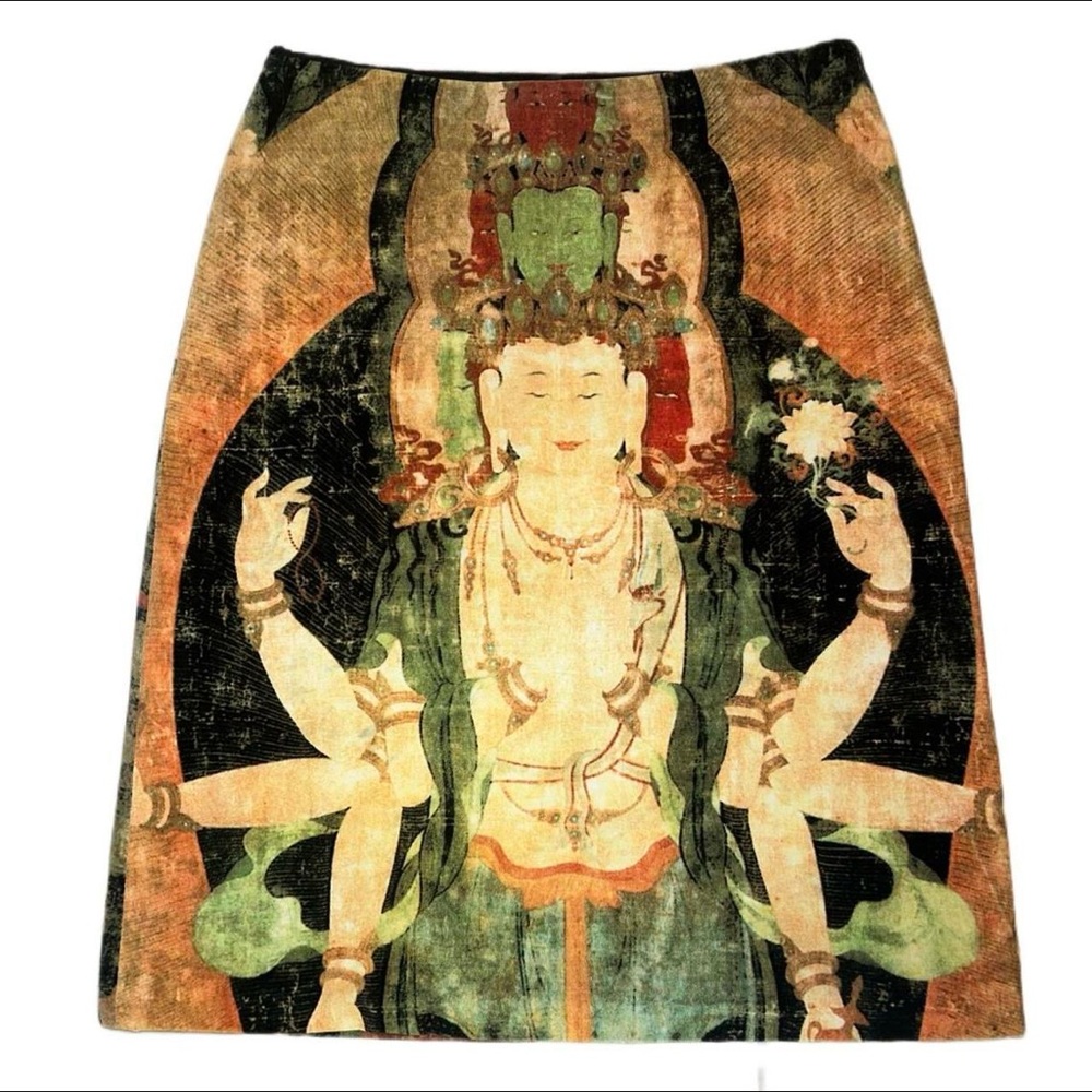 Vivienne Tam Gold and Orange Pencil Skirt